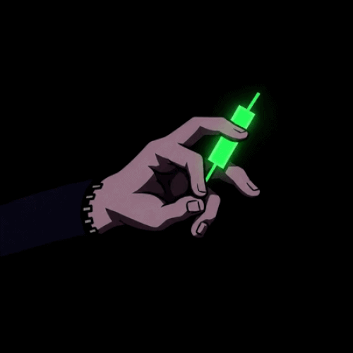 A hand flipping a glowing green candle